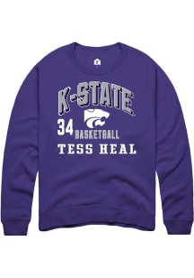 Tess Heal Rally Mens Purple K-State Wildcats NIL Arch Logo Player Crew