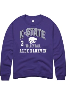 Alex Klukvin Rally Mens Purple K-State Wildcats NIL Arch Logo Player Crew