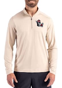 Cutter and Buck NC State Wolfpack Mens Oatmeal Vault Coastline Long Sleeve Qtr Zip Pullover