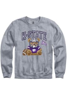 Womens K-State Wildcats Grey Summit Sportswear Bear Necessities Crew Sweatshirt