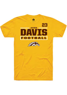 Jayden Davis Rally Mens Gold Western Michigan Broncos NIL Stacked Box Player T Shirt