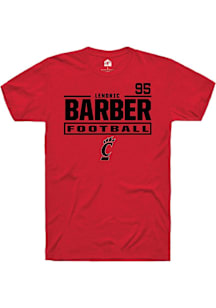 Lendric Barber Cincinnati Bearcats Red Football NIL Stacked Box Short Sleeve Player T Shirt