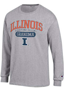 Champion Illinois Fighting Illini Grey Pill Box Grandma Jersey Long Sleeve T Shirt