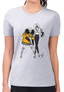 4Her Boston Bruins Womens Grey Hockey Girls Short Sleeve T-Shirt