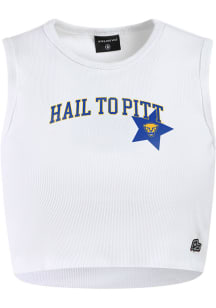 Womens Pitt Panthers White Hype and Vice Cut Off Tank Top