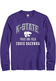 Croix DaCunha Mens Purple K-State Wildcats NIL Arch Logo Long Sleeve Player T Shirt