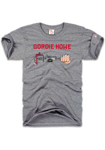 Gordie Howe Detroit Red Wings Grey Gordie Howe Hat Trick Short Sleeve Fashion Player T Shirt