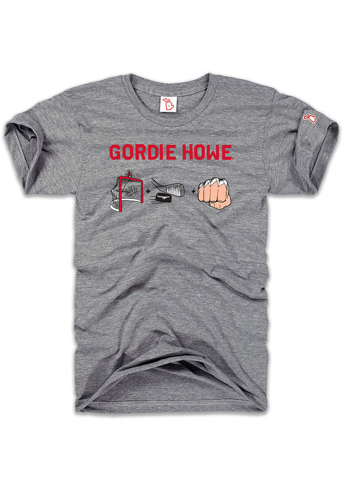 Gordie Howe Detroit Red Wings Grey Math Short Sleeve Fashion Player T Shirt