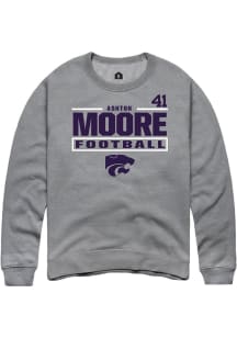 Ashton Moore Rally Mens Graphite K-State Wildcats NIL Stacked Box Player Crew
