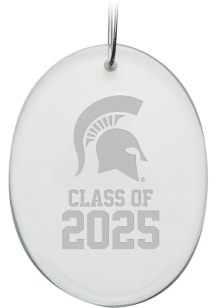 White Michigan State Spartans Campus Crystal Class of 2025 Oval Ornament