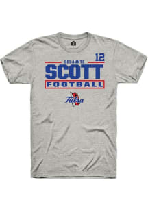 Dedaunte Scott Rally Mens Ash Tulsa Golden Hurricane NIL Stacked Box Player T Shirt