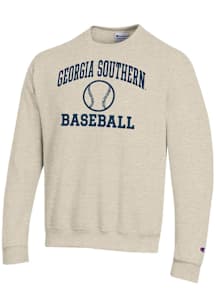 Champion Georgia Southern Eagles Mens Oatmeal Baseball Powerblend Long Sleeve Crew Sweatshirt