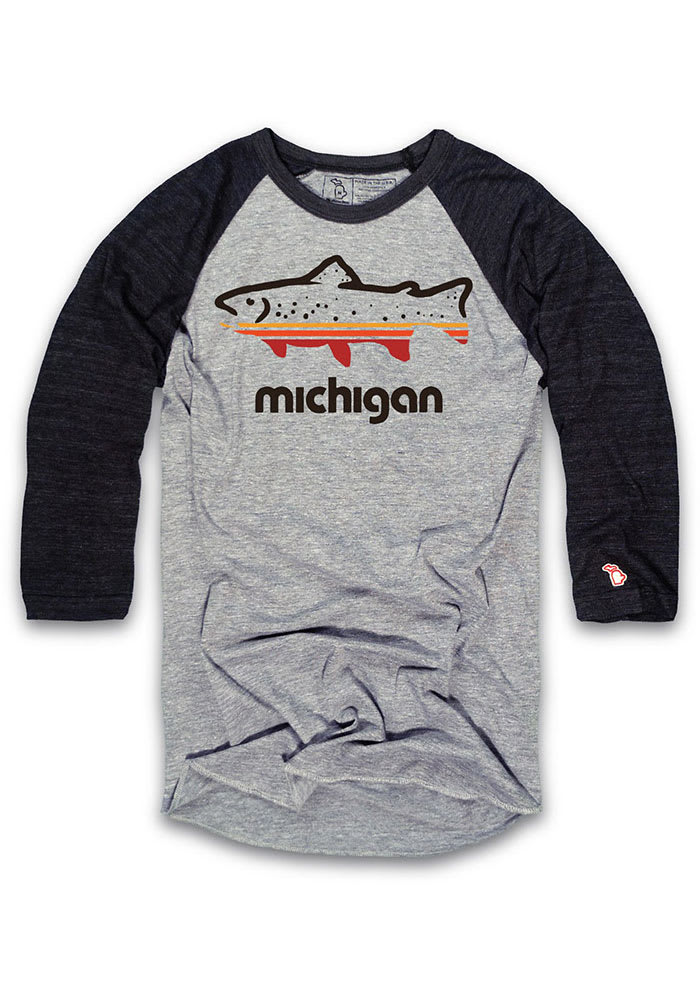 The Mitten State Michigan Grey Outdoors Long Sleeve Short Sleeve T Shirt