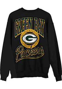 Junk Food Clothing Green Bay Packers Womens Black Glitter Name Crew Sweatshirt