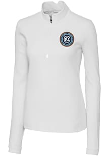 Cutter and Buck New York City FC Womens White Traverse Qtr Zip Pullover