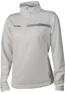 Columbia Illinois Fighting Illini Womens White Heat Seal Skiff Guide Fleece Qtr Zip