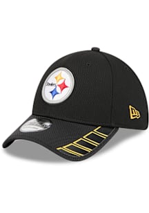 New Era Pittsburgh Steelers Mens Black Visor Hit 39THRITY Flex Hat