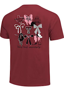Texas Tech Red Raiders Womens Red Boots and Bows Short Sleeve T-Shirt