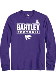 Logan Bartley Mens Purple K-State Wildcats NIL Stacked Box Long Sleeve Player T Shirt