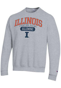 Mens Illinois Fighting Illini Grey Champion Pill Alumni Powerblend Crew Sweatshirt