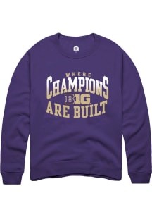 Mens Big Ten Purple Rally Champs Arch Design Crew Sweatshirt