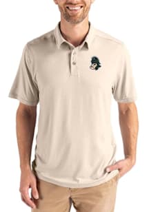 Cutter and Buck Michigan State Spartans Mens Oatmeal Vault Coastline Eco Short Sleeve Polo