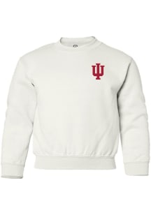 Youth Indiana Hoosiers White Summit Sportswear Primary Logo Long Sleeve Crew Sweatshirt