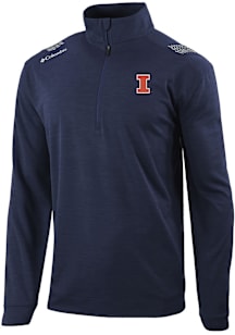 Columbia Illinois Fighting Illini Mens Navy Blue Heat Seal Oakland Downs Long Sleeve Qtr Zip Pullo..