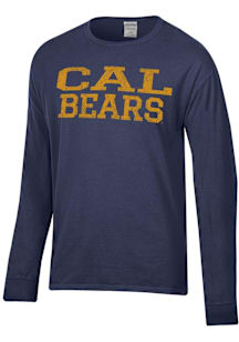ComfortWash Cal Golden Bears Navy Blue Stacked Garment Dyed Long Sleeve T Shirt