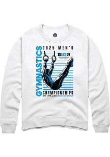 Mens Big Ten White Rally 2025 Mens Gymnastics Championships Crew Sweatshirt