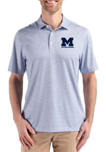 Mens Michigan Wolverines Blue Cutter and Buck Letterwinners M Club Pike Diamond Dot Short Sleeve P..