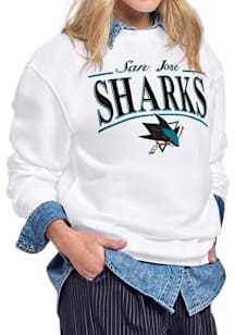 Starter San Jose Sharks Womens White Arch Stripe Crew Sweatshirt