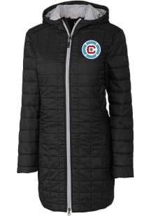 Cutter and Buck Chicago Fire Womens Black Rainier PrimaLoft Long Filled Jacket