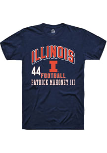 Patrick Mahoney III Rally Mens Navy Blue Illinois Fighting Illini NIL Arch Logo Player T Shirt