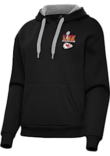 Antigua Kansas City Chiefs Womens Black 2024 Super Bowl Bound Victory Hooded Sweatshirt