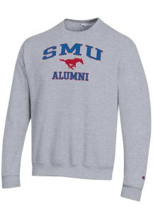 Champion SMU Mustangs Mens Grey Logo Alumni Powerblend Long Sleeve Crew Sweatshirt