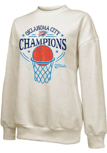 Oklahoma City Thunder Womens White 2025 Final Champions Crew Sweatshirt