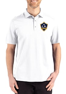 Cutter and Buck LA Galaxy Mens White Advantage Refresh Short Sleeve Polo