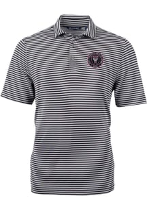 Cutter and Buck Inter Miami CF Mens Black Virtue Eco Pique Stripe Short Sleeve Polo