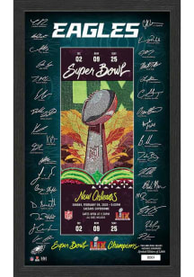 Philadelphia Eagles 2024 Super Bowl Champions Ticket Signature Plaque