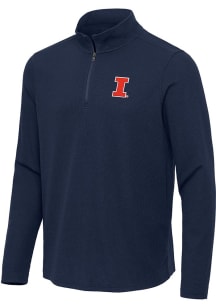 Mens Illinois Fighting Illini Navy Blue Antigua Sync Qtr Zip Pullover