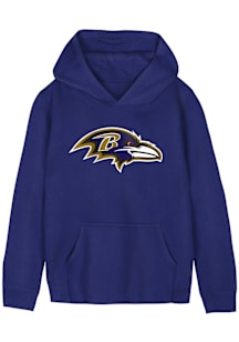 Baltimore Ravens Boys Purple Primary Logo Long Sleeve Hooded Sweatshirt