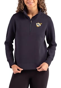 Cutter and Buck West Virginia Mountaineers Womens Navy Blue Vault Roam Qtr Zip