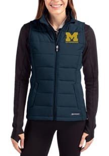 Womens Michigan Wolverines Blue Cutter and Buck Letterwinners M Club Evoke Vest