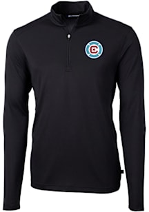 Cutter and Buck Chicago Fire Mens Black Virtue Eco Pique Big and Tall Qtr Zip