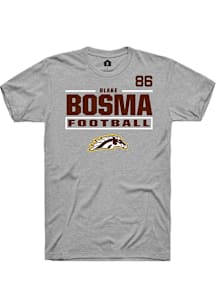 Blake Bosma Western Michigan Broncos Grey Football NIL Stacked Box Short Sleeve Player T Shirt