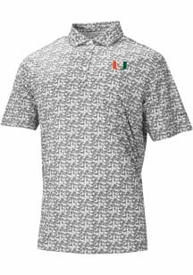 Columbia Miami Hurricanes Mens Grey Heat Seal Catchy Swing Short Sleeve Polo