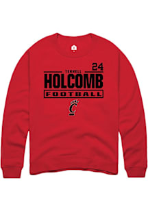 Terrell Holcomb Cincinnati Bearcats Mens Red Football NIL Stacked Box Player Crew