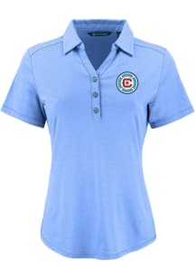 Cutter and Buck Chicago Fire Womens Light Blue Forge Eco Polo Short Sleeve Polo Shirt