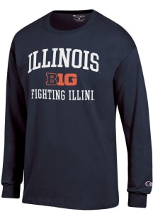 Mens Illinois Fighting Illini Navy Blue Champion Big Ten Jersey Tee